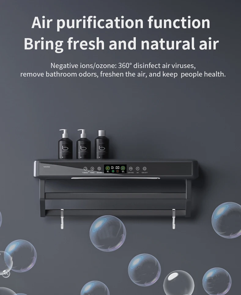 Parede dupla Toalha Secagem Rack, Toalha Titular, Preto Aquecedor, 2022