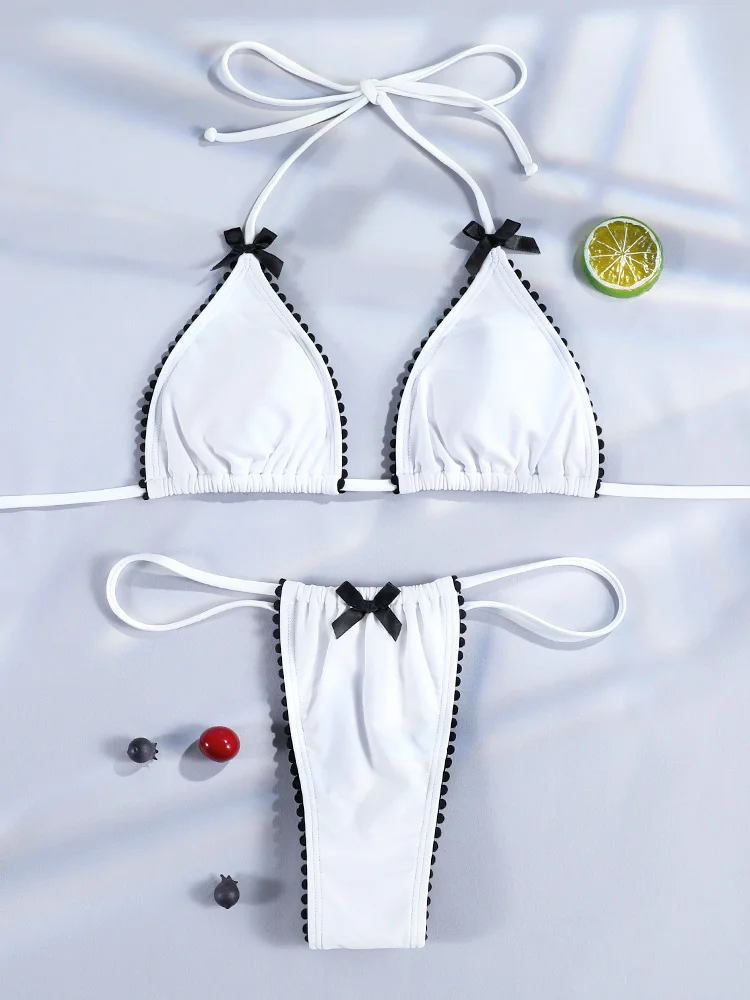 

Miyouj комплект бикини белого цвета 2025, бандажный купальник, сексуальный купальный костюм, женские костюмы из двух предметов, купальная одежда с высоким вырезом, низкие бикини Waiist