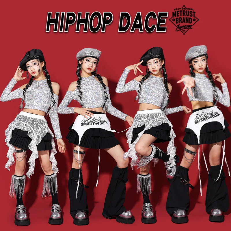

Hip Hop Outfit Girls Crop Top Street Dance Cargo Pants Kids K-pop Shorts Streetwear Children Jazz Costume Girl Group Clothes Set