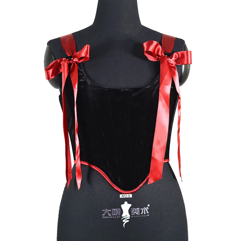 

Женские бюстье с завышенной талией, женский бархатный корсет с бантом на шнуровке, лиф высокого качества, тонкие топы с корректирующей талией