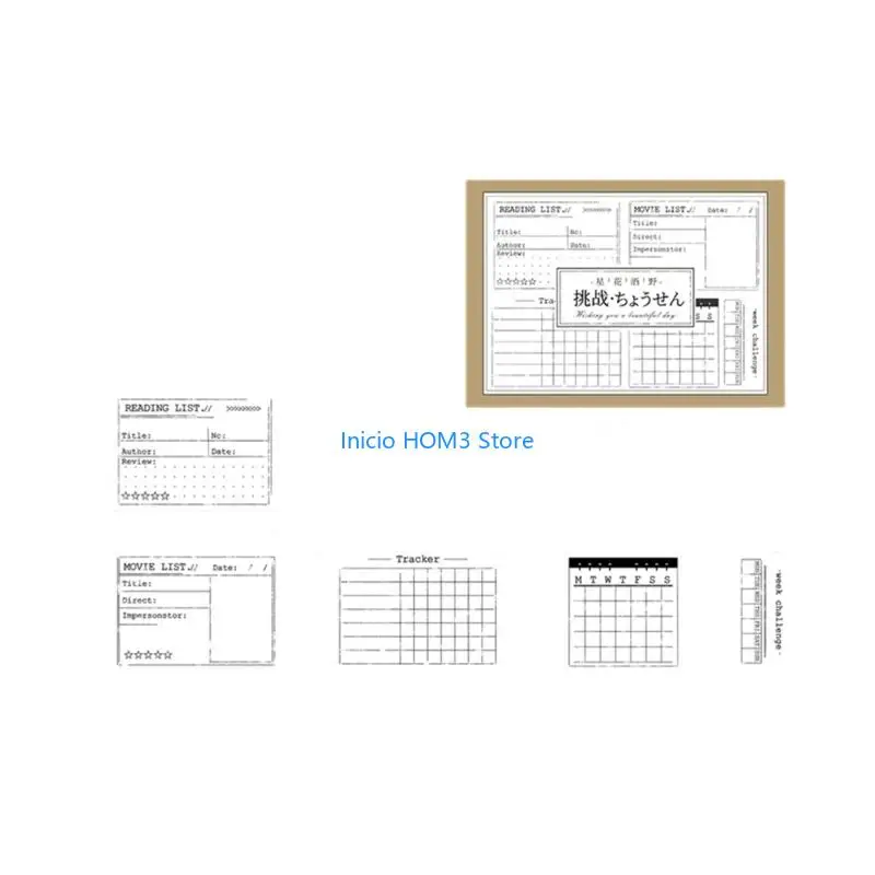 A5YD Wooden Grip Rubber Planning Seal Set for Planner Paper and Records with Related Guides for Annotation Planner Organization