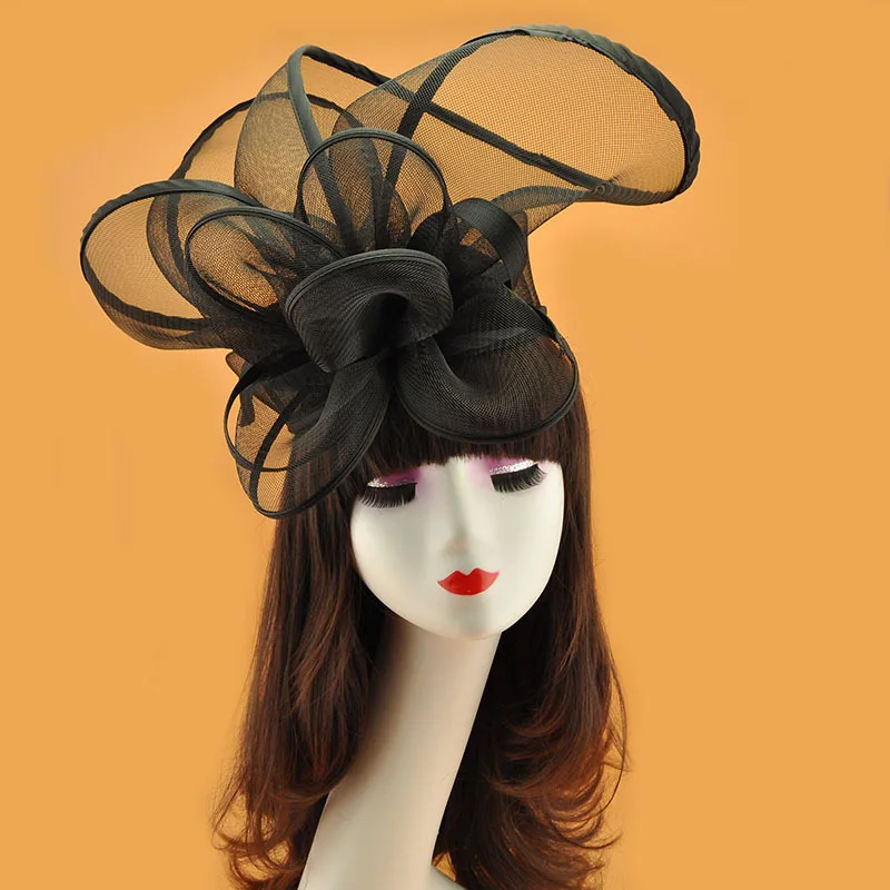 European Fascinator Hat Headwear 17 Colors Elegant Ladies Mesh Gauze Flower Fascinators Cocktail Horse Race Party Women Headwear