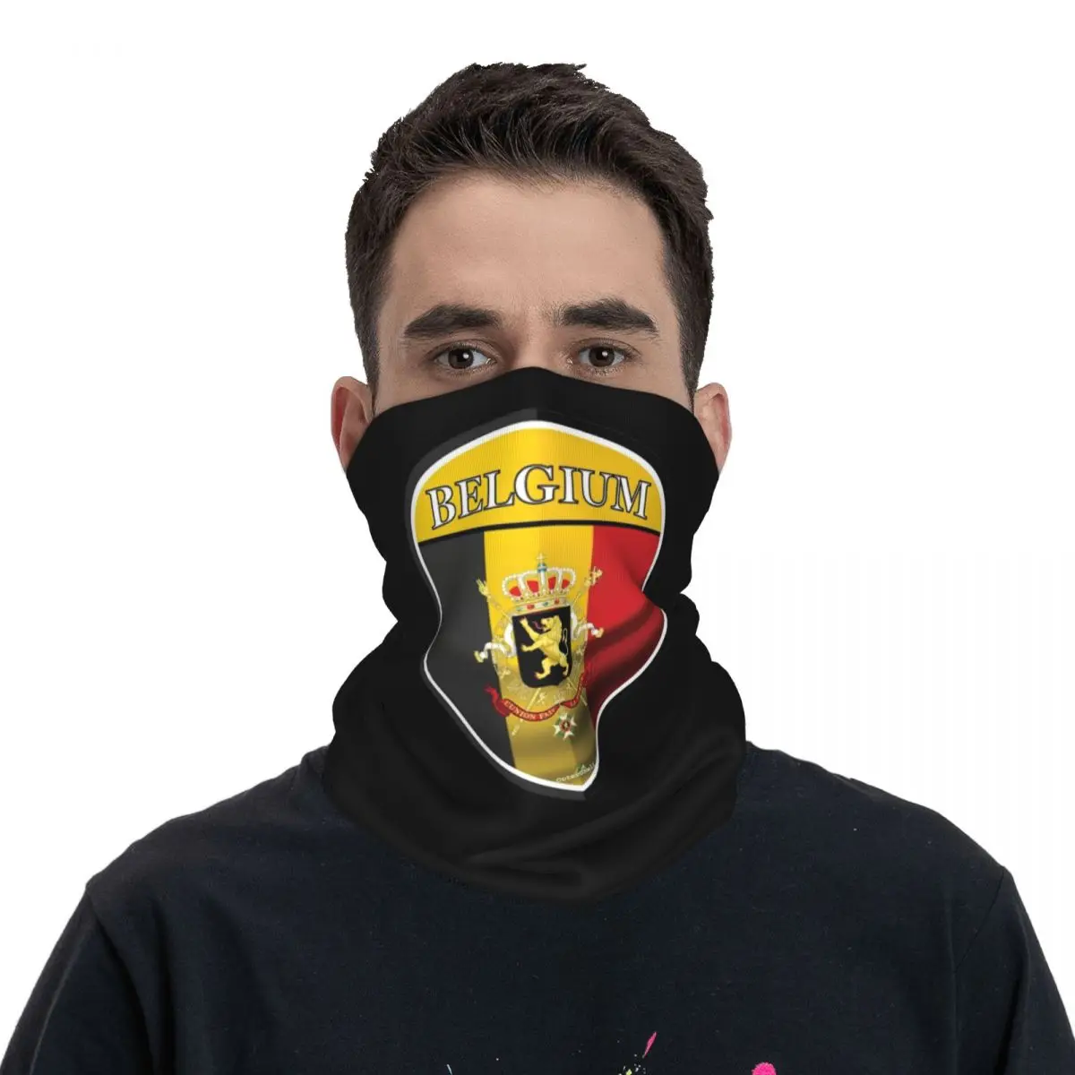 BELGIUM Flag Belgique Belgian  Bandana Neck Cover Printed Motorcycle Balaclavas Face Mask Scarf  Headband Running Unisex Adult