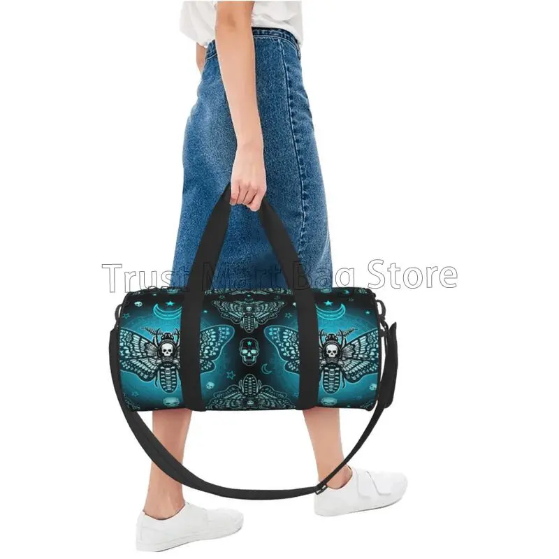 Butterfly Skull Blue Travel Duffel Bags Sports Gym Bag Overnight Luggage Bags for Men Women Casual Duffel Bags for Traveling