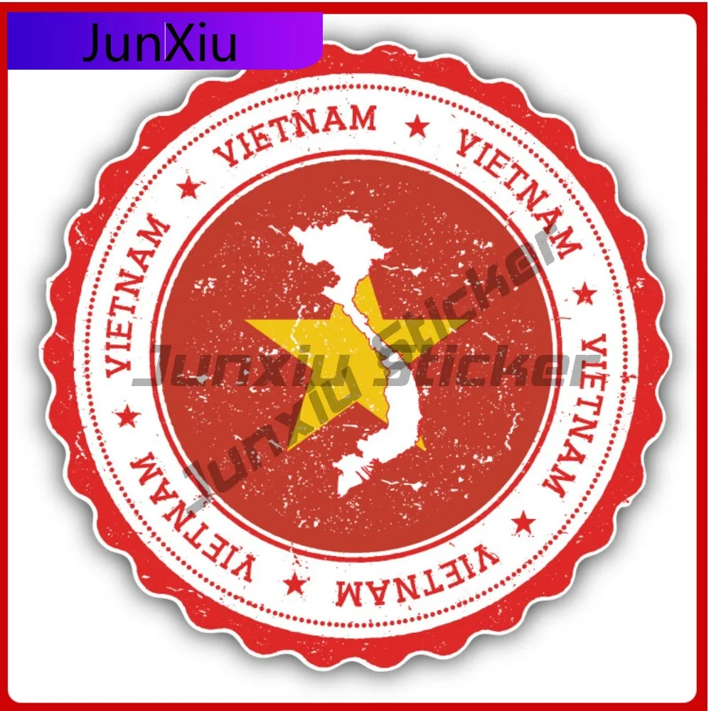 

Vietnam Map Grunge World Flag Stamp Car Decal Bumper Stickers Anime Style Wall Use For Car Window Car Sticker Accessories Sun