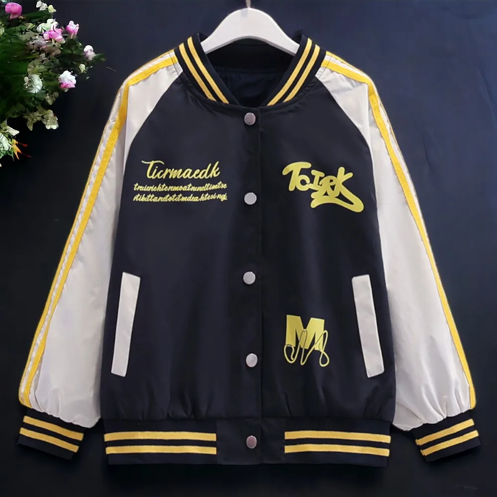 

Girls Outfits Baseball Kids Jackets for Girls Coats Bomber Outwear Teens School Uniform Children Costumes 5 7 8 9 11 12 13 Years