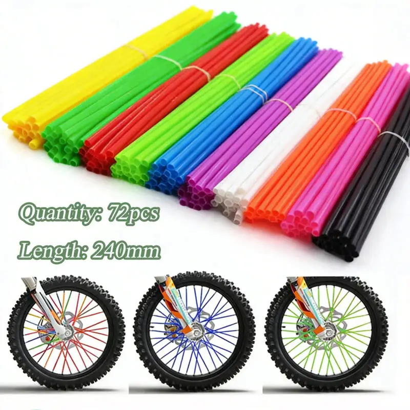 72pcs Universal Dirt Bike Spoke Covers Motorcycle Wheel Rim Spoke Wrap Kit Skins Protector Cover for Motocross Bicycle
