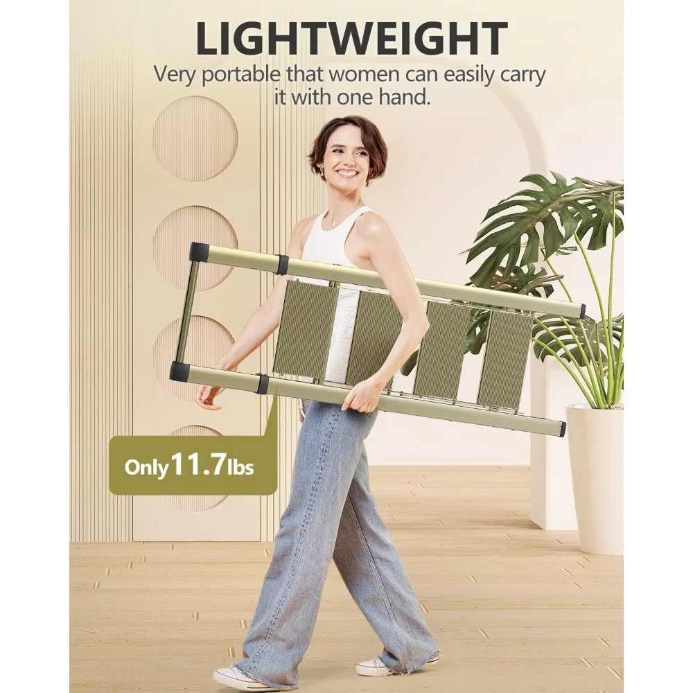 Escalera de 4 escalones, escaleras para el hogar, pedales antideslizantes, taburete de aluminio plegable, liviano para mover, facilidad de almacenamiento