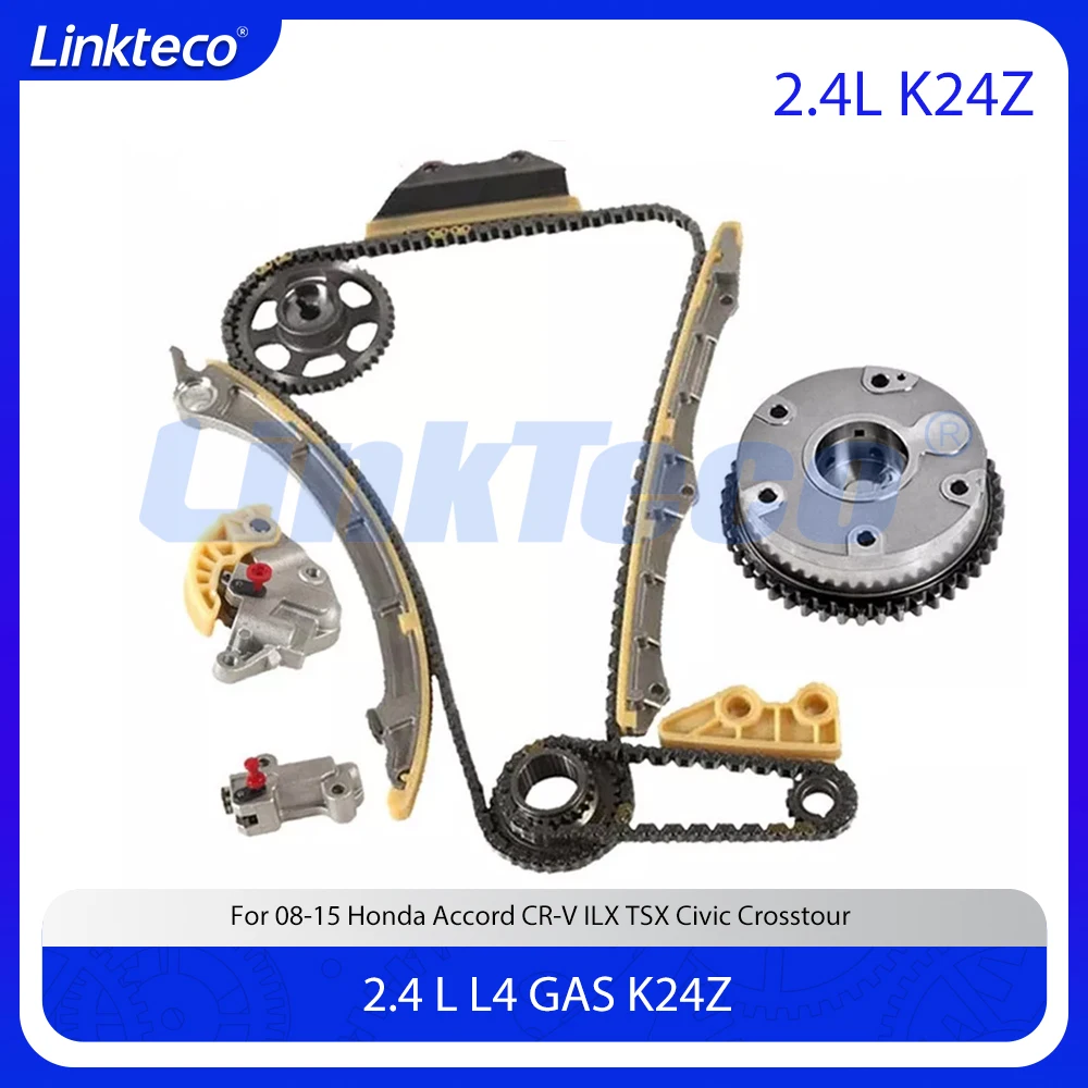 Kit de cadena de distribución de pieza de motor, piñón VVT compatible con 2,4 L L4 GAS K24Z para Honda Accord CR-V ILX TSX Civic Crosstour 2.4L 2008-2015
