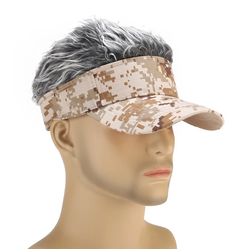Camouflage Baseball Cap Spiked Hairs Perücke Unisex Gefälschte Perücken Hut Hip Hop Straße Outdoor Casual Visier Golf Sonnenhüte – Detail 2