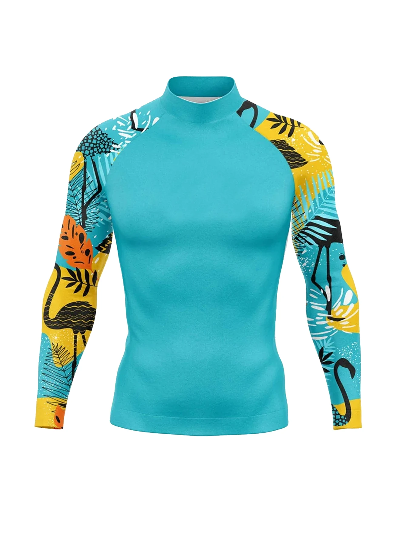 Men's Rashguard Swimwear Long Sleeve Swim Surf T-shirt UV Protection Surfing Diving Swimsuit Tights Clothes