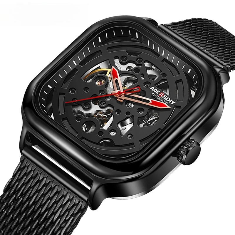 

Genuine watch men's mechanical watch, trendy hollow square automatic mechanical watch, popular waterproof men's watch