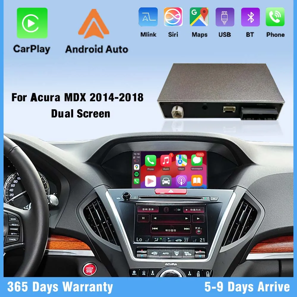 OEM CarPlay Adapter for Acura MDX 2014-2018 Support Wireless Android Auto Backup Camera Mirroring DSP Navi Plug Play No Delay