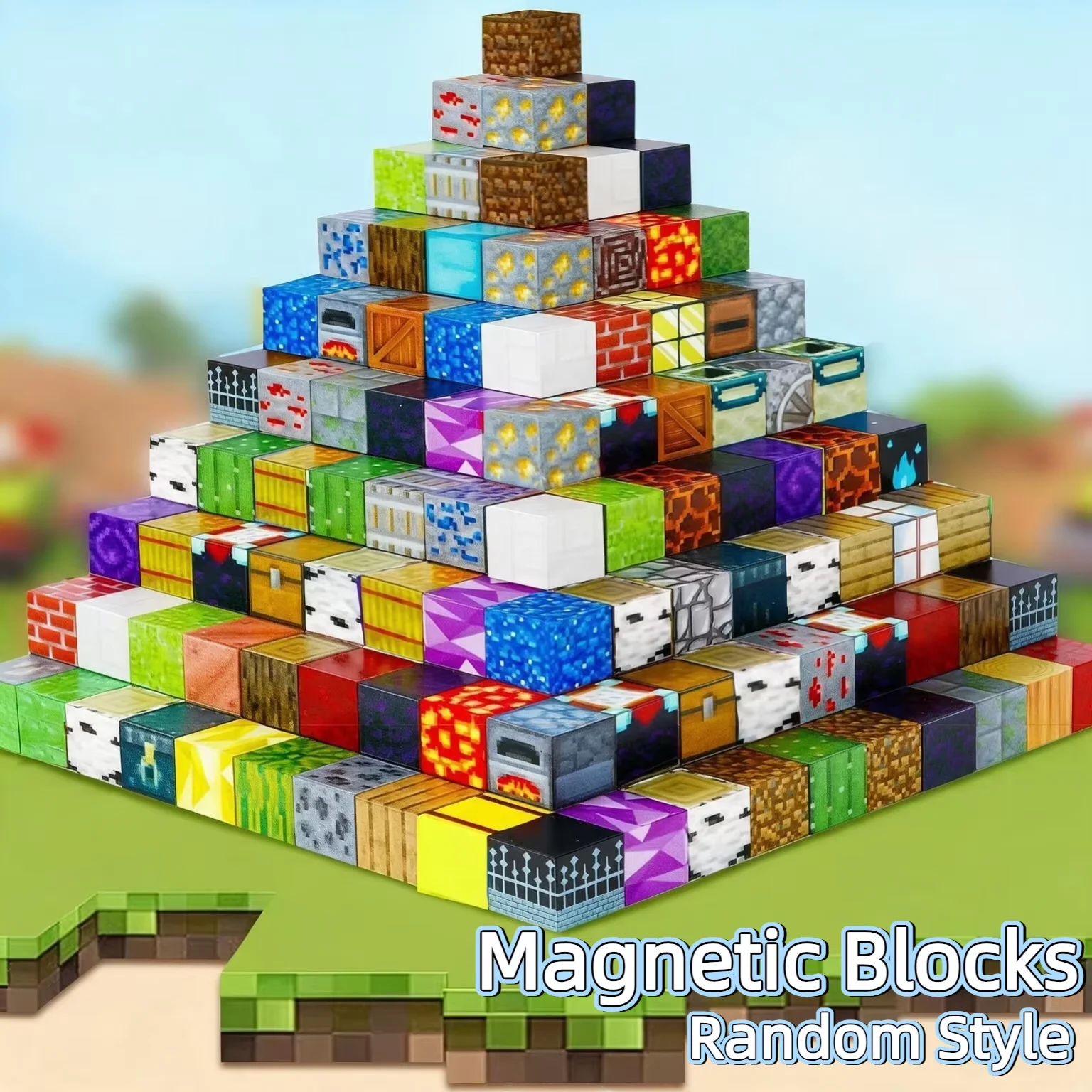 Magnetic Building Blocks Set,60‑100PCS Random Cubes,Forest Cabin DIY STEM Sensory Bricks Toy Gift for Kids 3+