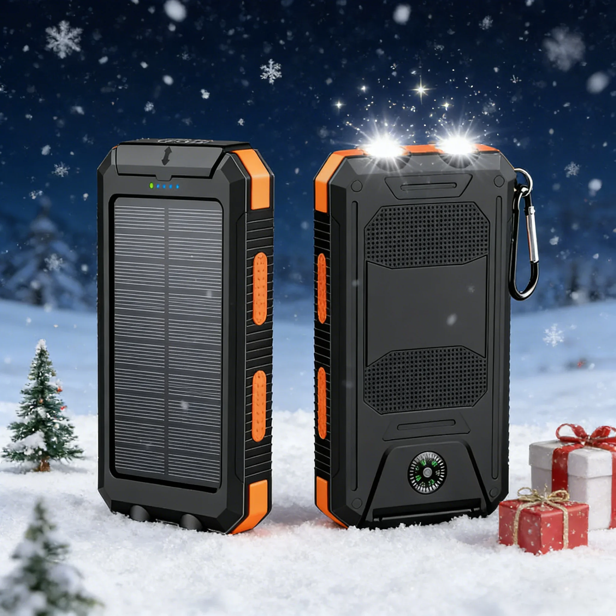 

All-in-One 10000mAh Solar Power Bank - Compass, LED Light & Emergency Charger for Outdoor Camping