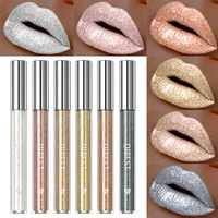 QIBEST pintalabios líquido con brillo de diamante, resistente al agua, perla brillante, brillo de labios de Metal, maquillaje de labios para mujeres encantadoras, 6 colores