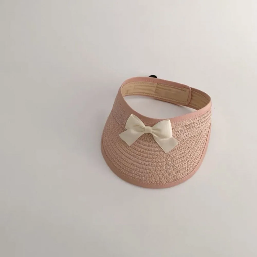 

Дышащие корейские детские соломенные кепки с защитой от УФ-лучей и широкими полями, соломенная шляпа с бантом, защита от солнца, пустая кепка с козырьком, 5-36 месяцев