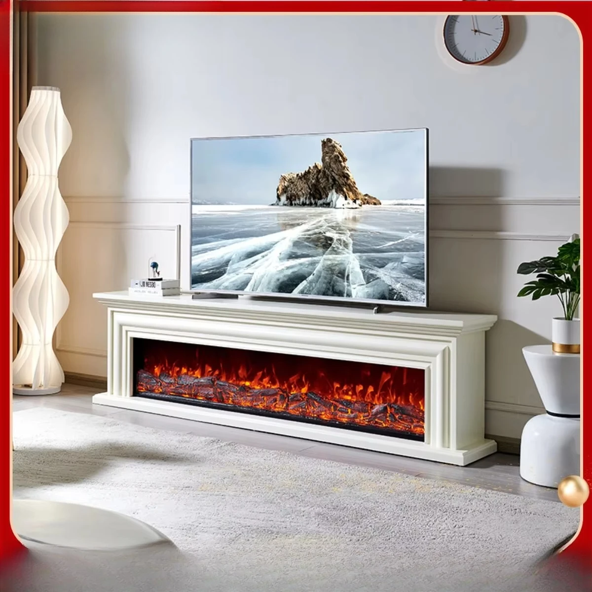 American-style Fireplace Frame Simulated Fire Electronic Fireplace Core Custom-made 1.8/2/2.2m French-style Fireplace TV Cabinet