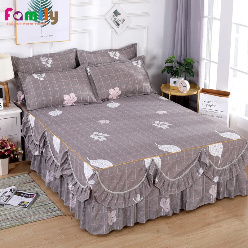 3Pc/Set Beautiful Bed Skirt Mattress Cover Fairy Tales Sheets with Pillowcase Queen King Non Slip Breathable Pequena Princesa