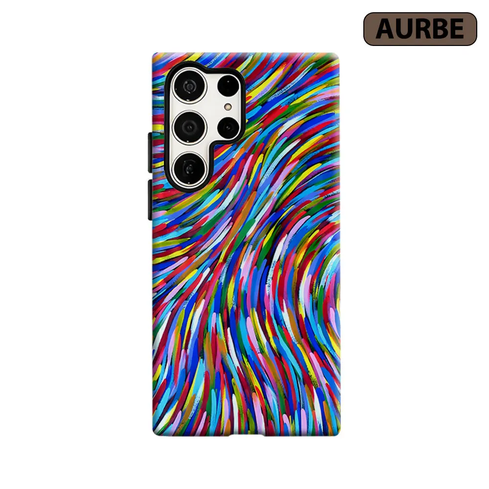 Vibrant Swirl Brush Phone Case For Samsung Galaxy S26 S25 S24 S23 Ultra Plus HD Hard Double Layer Film Cover