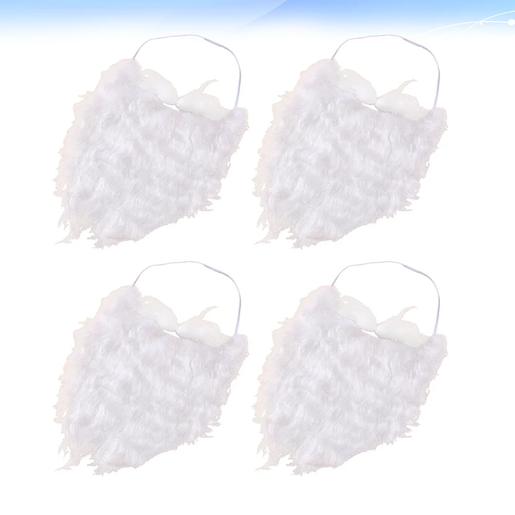 4-teiliges weißes Weihnachtsmann-Bart-lustiges Kostüm für Kinder, Weihnachten, Cosplay, realistische Gesichtshaar-Abschlussball-Dekoration