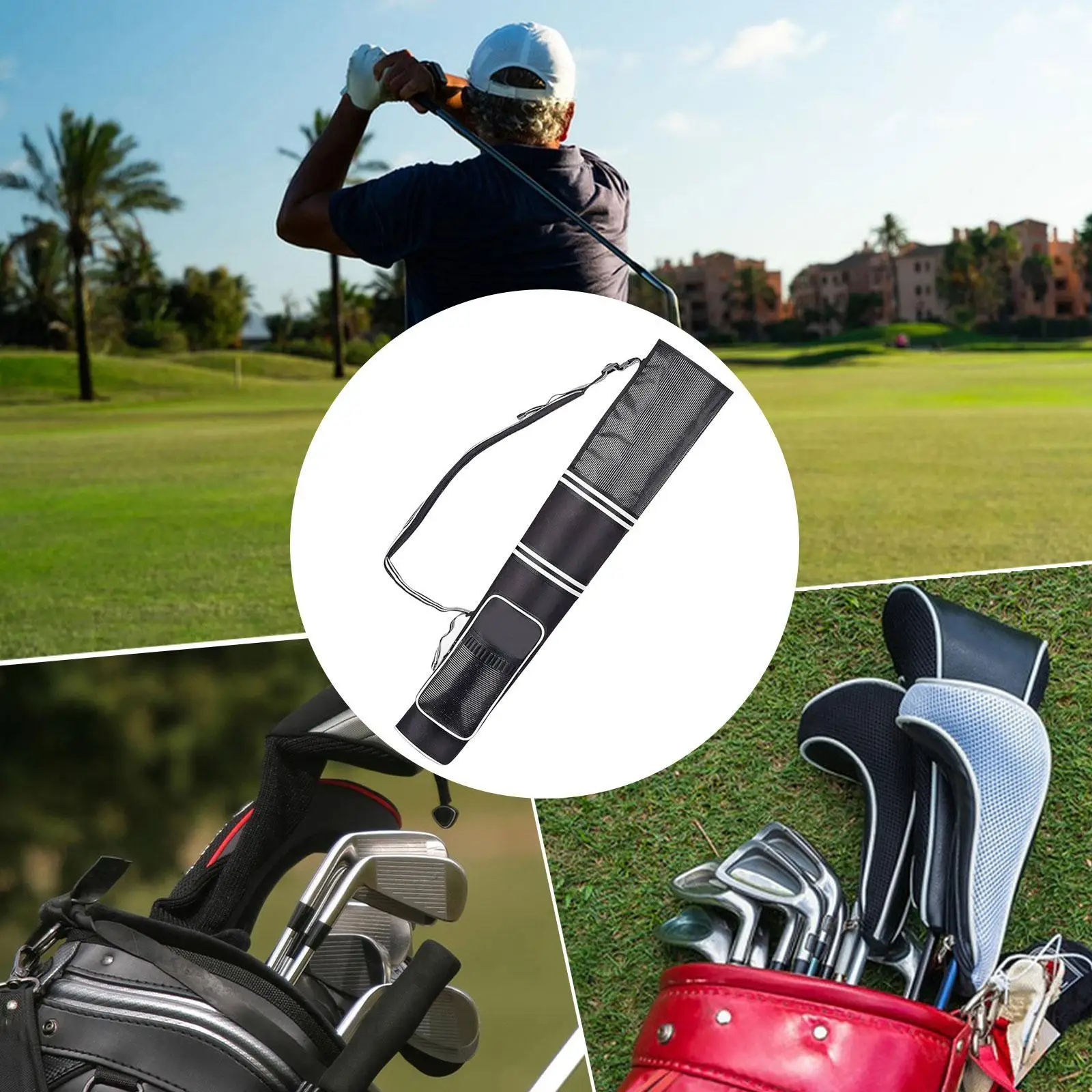 

Golf Travel Bag Thickened Protection Foldable Stand Bag Multi Pocket Organizer for Golf Supplies and Equipment