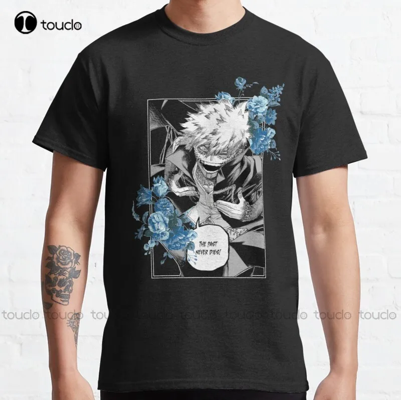 New Dabi Blue Flowers Classic T-Shirt Cotton Tee Shirt Custom Aldult Teen Unisex Digital Printing Tee Shirts Custom Gift