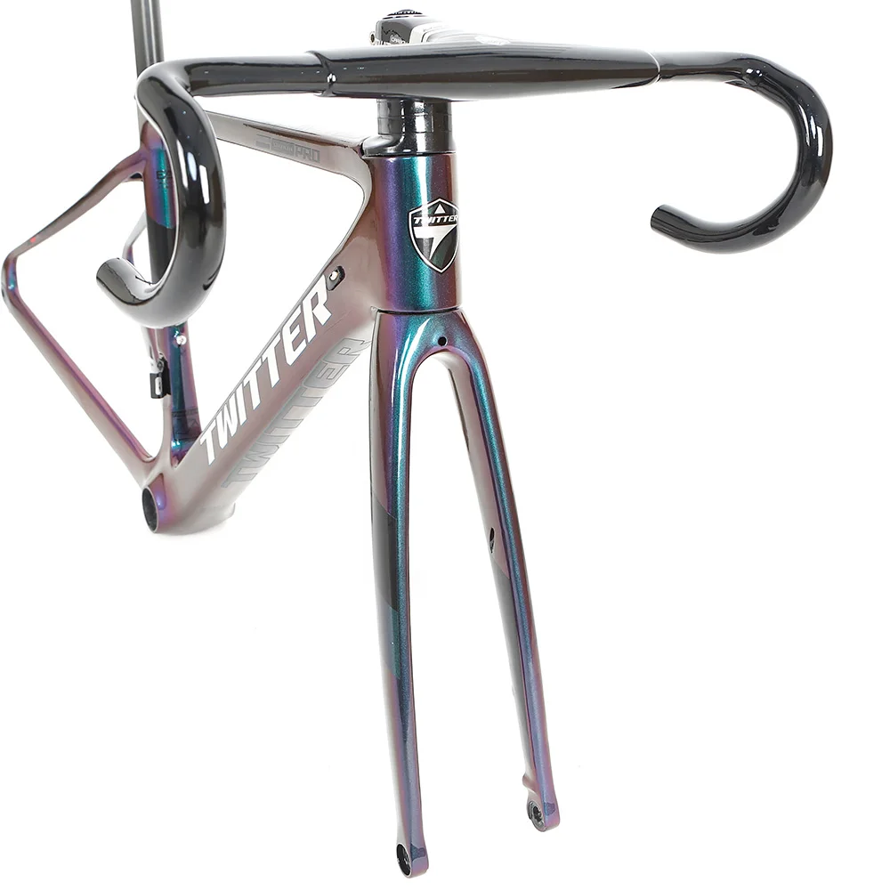 *Twitter Stealthpro Carbon Road Bike Frame Rim Brake Cuadro De Carbono Ruta Road Bike Carbon Frame With Handlebar Set