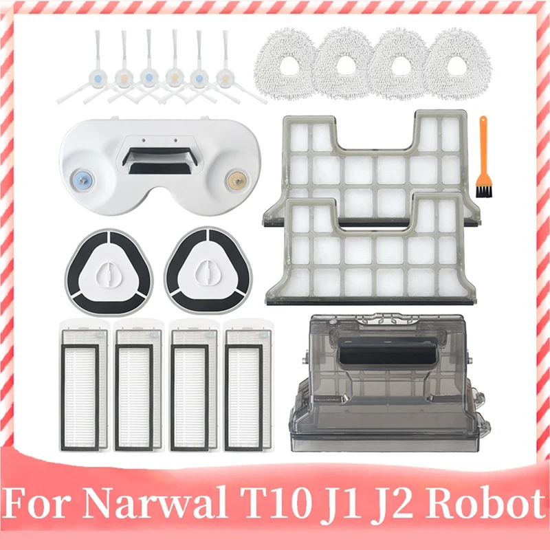 Kit de accesorios para Robot aspirador Narwal T10 J1 J2, filtro, paño de mopa, módulo de barrido y fregado, caja de polvo, 21 Uds.