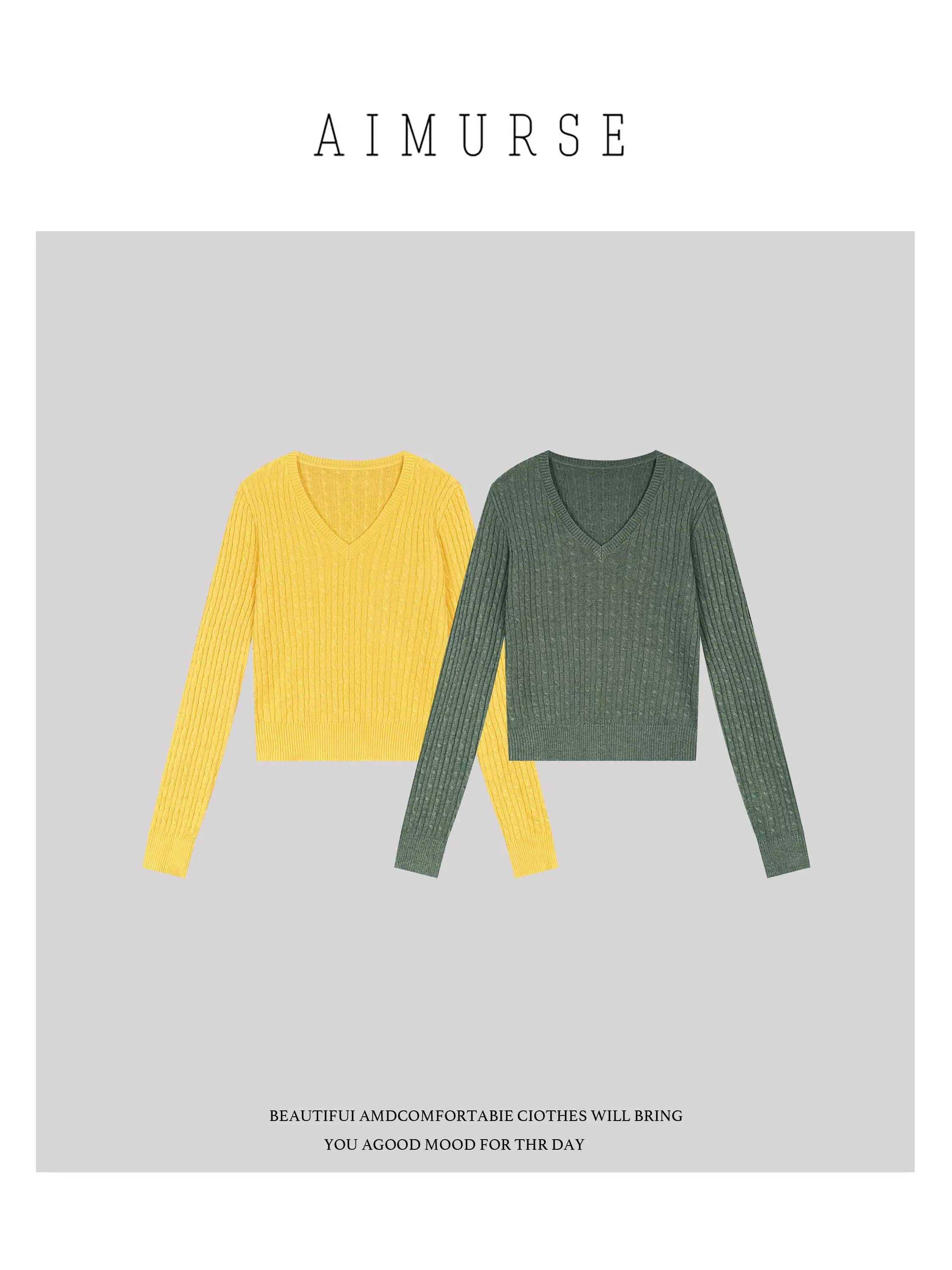 

AIMURSE Autumn V-ne Texture Casual Sweater Small Faion Wool Blend Long Sve Open Cardigan Women's Wear
