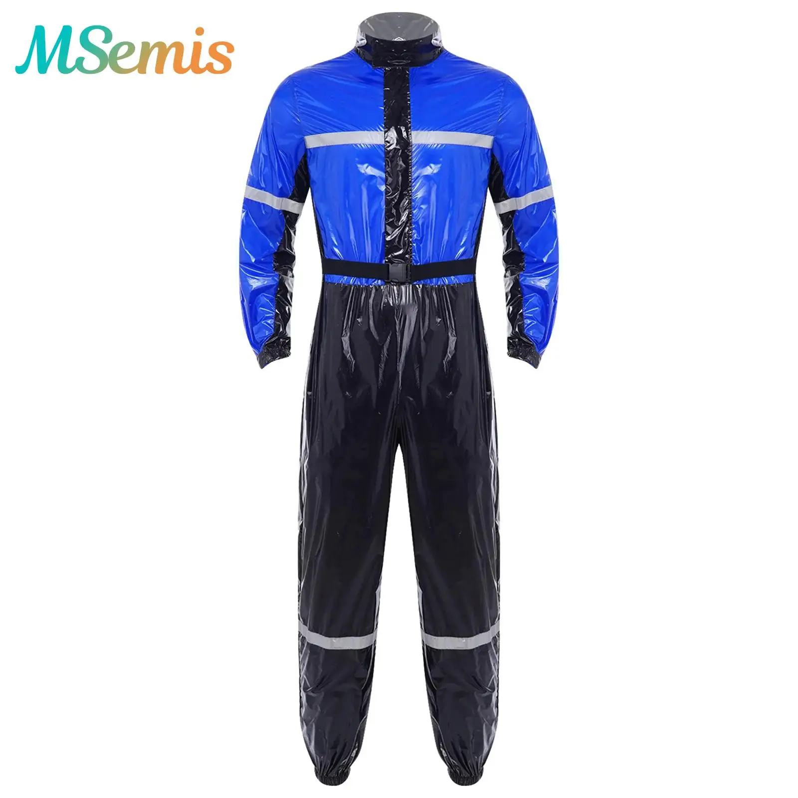 

Мужской водостойкий комбинезон со светоотражающими полосками, боди, спецодежда, комбинезон на молнии спереди с поясом, униформа мастерской)