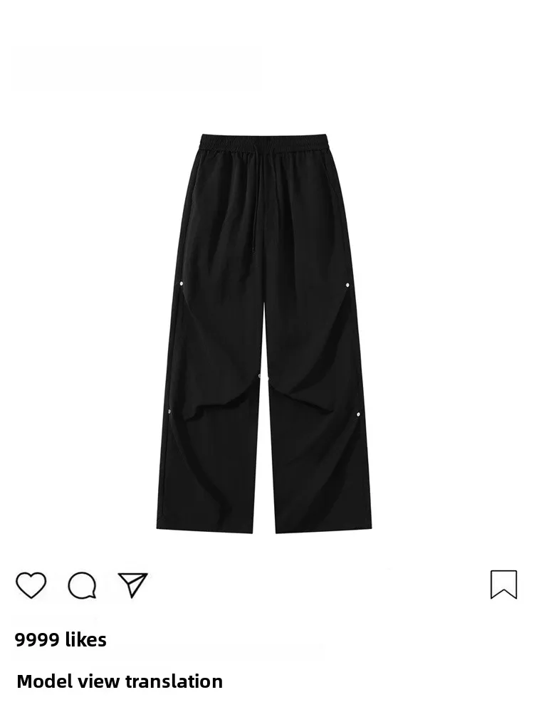 

Мужские повседневные брюки с тонкими штанинами в американском стиле ретро, свободные прямые спортивные длинные брюки, винтажные спортивные штаны прямого кроя