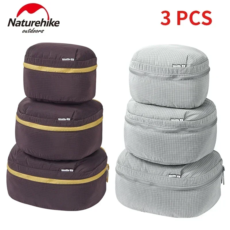 Naturehike 3 Pcs Set Travel Storage Bag Luggage Clothing Underwear Makeup Portable Suitcase Packing Cube Bag Home Storage Nylon