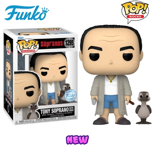NOVA televisão Funko Pop 2025 Sopranos Tony com pato # 1295 Coleção de bonecos de ação de vinil Boneca de brinquedo presente de Natal para crianças