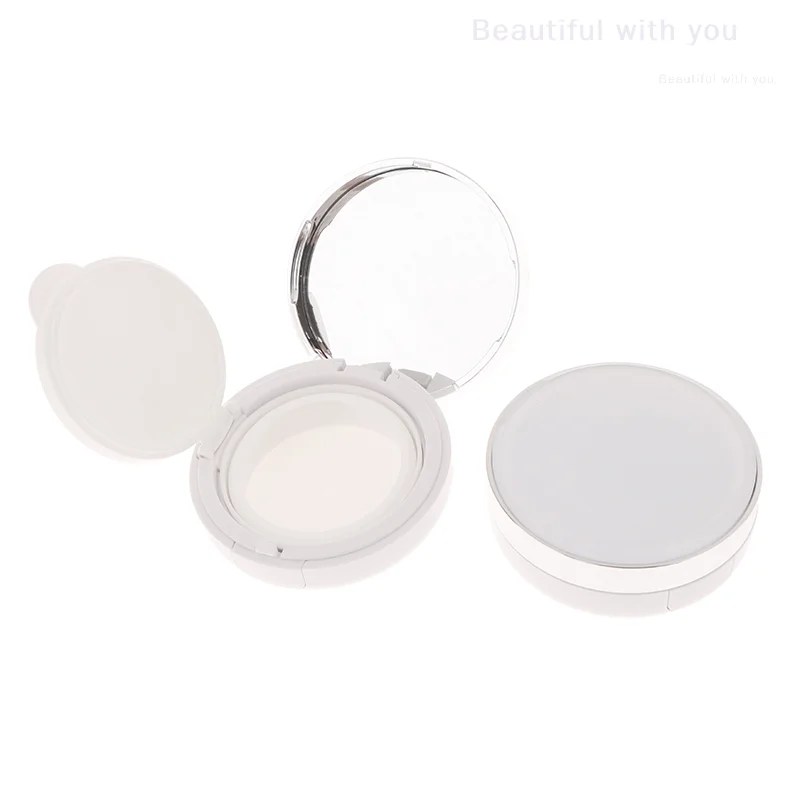 Caja de soplo de cojín de aire vacío, estuche de maquillaje cosmético portátil, contenedor con espejo de esponja en polvo para base de crema BB