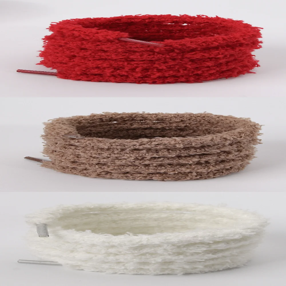 Fashion Fluffy Shoelaces AJ1 AF1 Sneakers Casual Shoe laces Round Rope Laces for Shoes 100/120/140/160CM Shoe Accessories