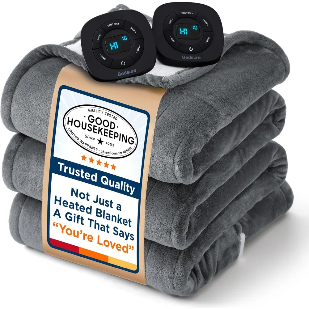 

Electric Blanket Queen Size Control Heated Blanket Queen, GentleSoft Fast Heating with 10 Time Settings & 10 Heat Settings