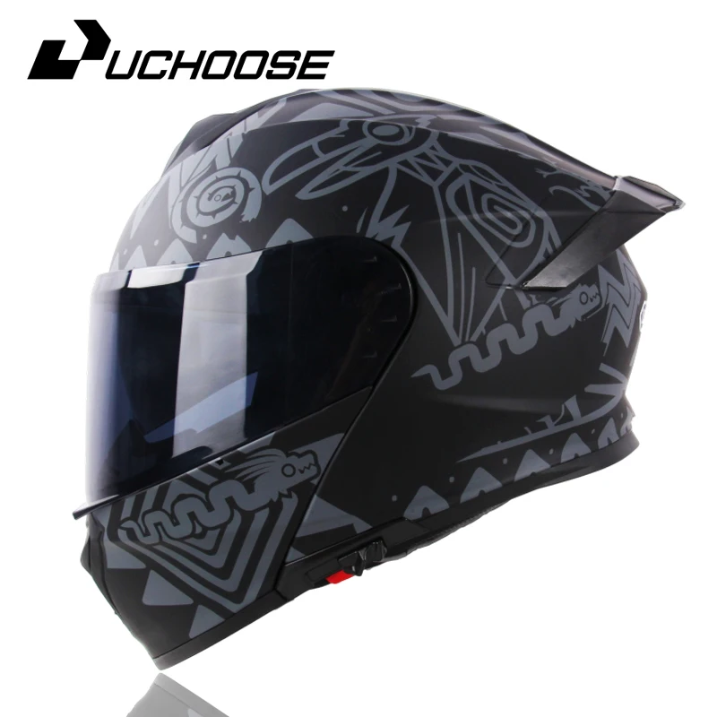 Uchoose DOT Approved Full Face Helmets Crash Motorbike Protective Gear Men Women Flip Up Helmet Motorcycle Double Sun Visor