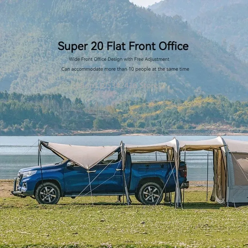 5-8 Person Outdoor Tunnel Camping Tent, 150D PU3000mm Waterproof With 2 Bedrooms & Snow Skirt For Garden Hiking Use