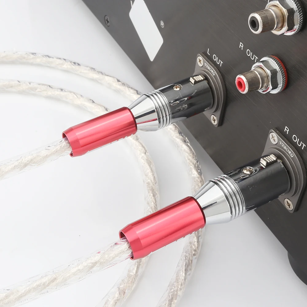 Kabel Video Audio perak 6N, sepasang kabel XLR 1.5M tanda tangan XLR colokan wanita merah kabel Audio Digital AES/EBU