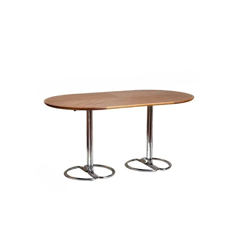 

Medieval retro style teak dining table solid wood rectangular household oval table dining table desk