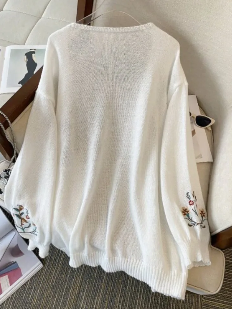المرأة حجم كبير XL-3XL عادية الخامس الرقبة طويلة الأكمام الحياكة سترة سترة فضفاضة الرياضة في الهواء الطلق ملابس النساء المتضخم
