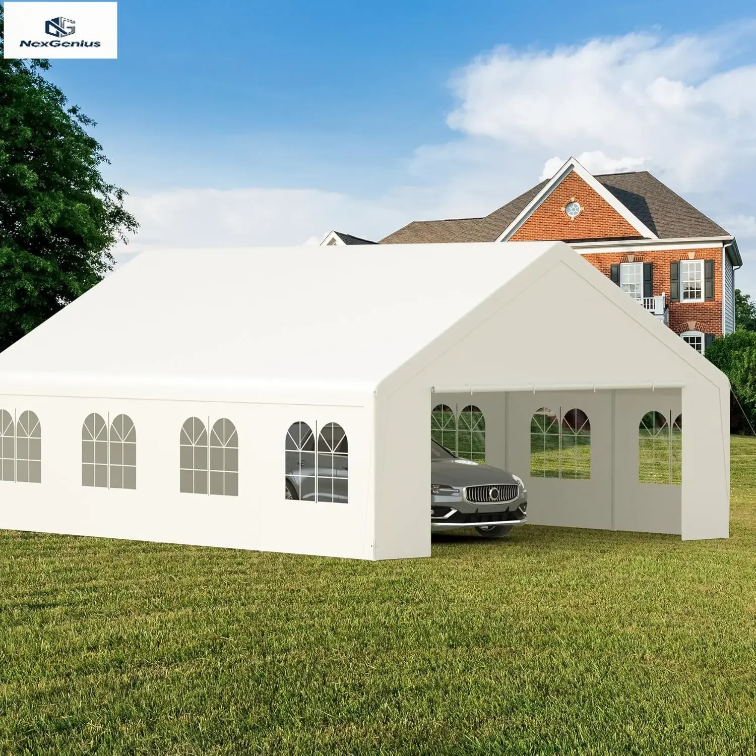 

White 20 Ft X 26 Ft Heavy Duty Carport Party Tent Wedding Shelter Outdoor Canopy All Season Tarp