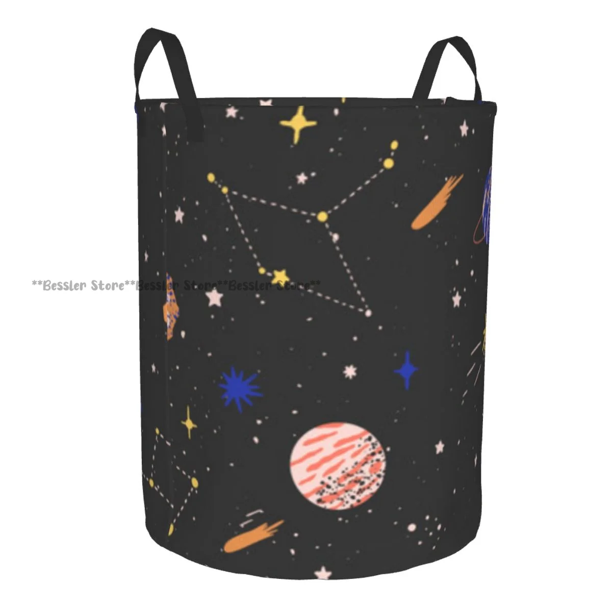 Foldable Laundry Basket for Dirty Clothes Space Planets Stars Meteorites Moon Storage Hamper