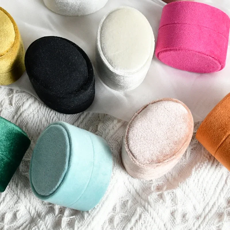 Multi-Colors Oval Ring Box Luxury Jewelry Packaging Display Wedding Rings Holder Earrings Holder