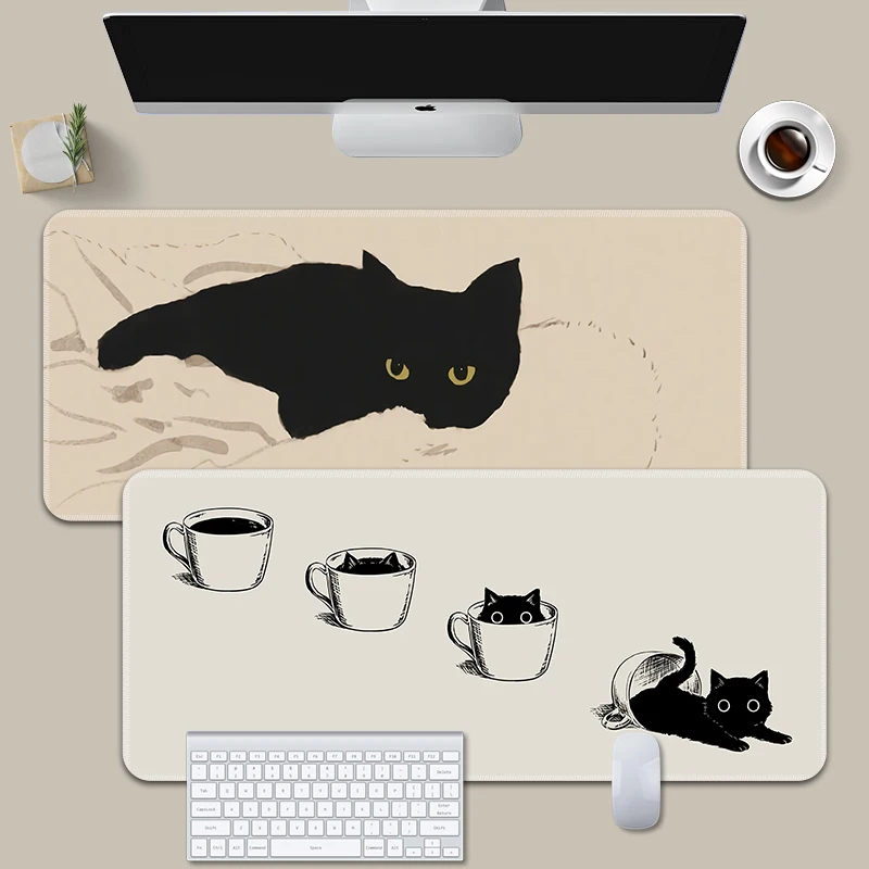 Cute Cat Desk Pad Protector Mouse Pad Office Desk Mat Non-Slip Rubber Laptop Waterproof Writing Pad for Work Home