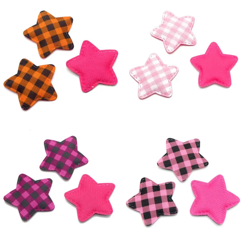 10pcs Plaid Padded Heart Stars Rabbit Butterfly Appliques DIY Apparel Accessories Wedding Christmas Decorations