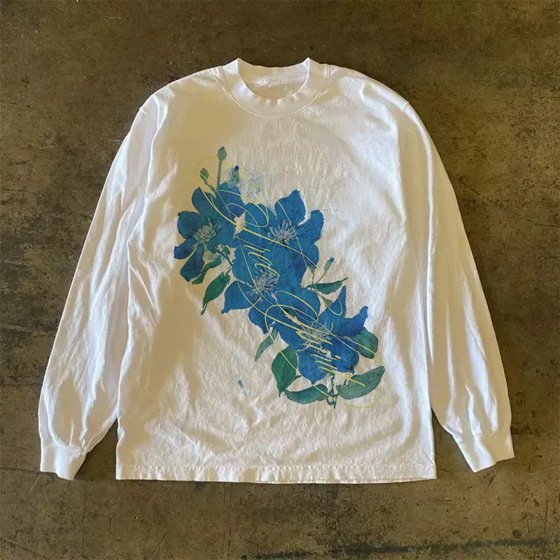 Heavyweight 310g Pure Cotton Long Sleeve T-Shirt American Retro Style Streetwear Versatile Loose Fit round Neck Crew Neck Top