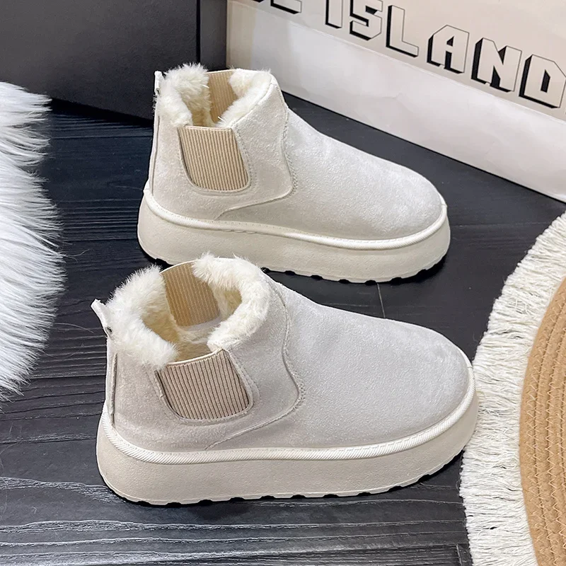 2024 Winter Women Snow Boots Plush Warm Non Slip Waterproof Ladies Flats Sneakers Casual Slip on Female Ankle Boots Botas Mujer