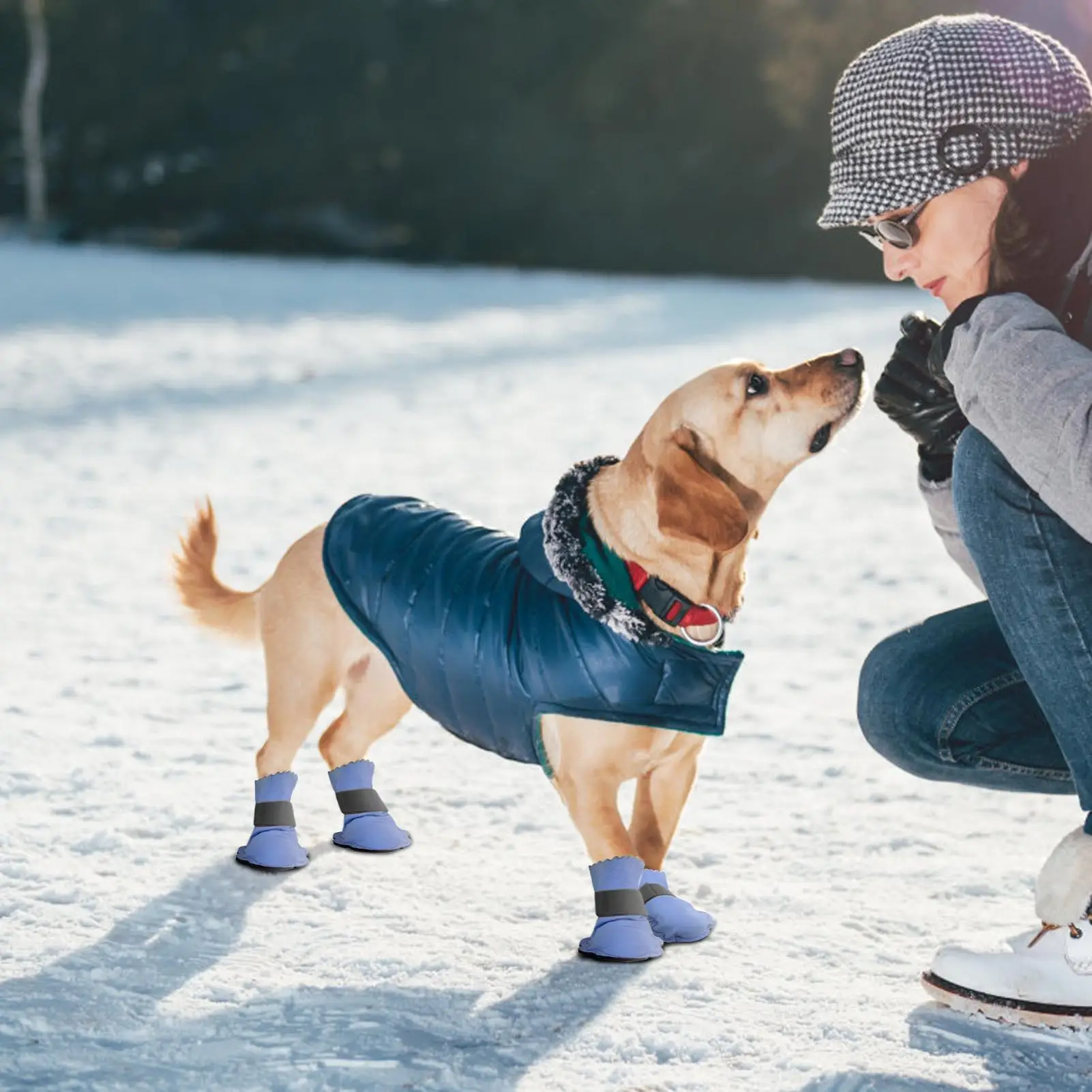 Dog Winter Boots Pet Thermal Shoes Pet Non-Slip Boots For Small Medium And Large Dogs Winter Hiking Outdoor Walking Camping